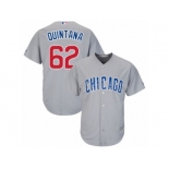 Youth Majestic Chicago Cubs #62 Jose Quintana Replica Grey Road Cool Base MLB Jersey