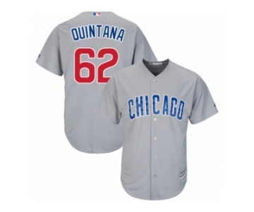 Youth Majestic Chicago Cubs #62 Jose Quintana Replica Grey Road Cool Base MLB Jersey