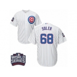 Youth Majestic Chicago Cubs #68 Jorge Soler Authentic White Home 2016 World Series Bound Cool Base MLB Jersey