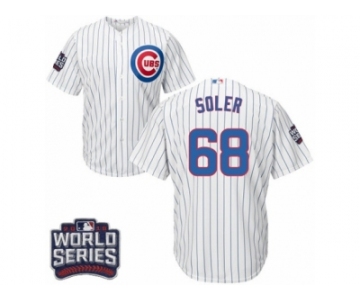 Youth Majestic Chicago Cubs #68 Jorge Soler Authentic White Home 2016 World Series Bound Cool Base MLB Jersey