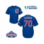 Youth Majestic Chicago Cubs #70 Joe Maddon Authentic Royal Blue Alternate 2016 World Series Champions Cool Base MLB Jersey