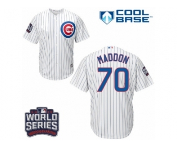 Youth Majestic Chicago Cubs #70 Joe Maddon Authentic White Home 2016 World Series Bound Cool Base MLB Jersey