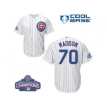 Youth Majestic Chicago Cubs #70 Joe Maddon Authentic White Home 2016 World Series Champions Cool Base MLB Jersey