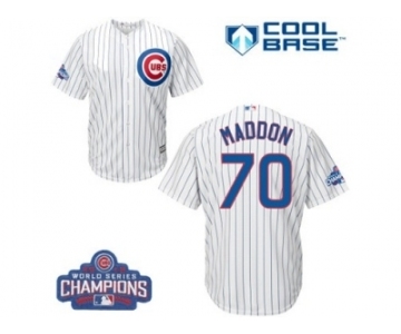 Youth Majestic Chicago Cubs #70 Joe Maddon Authentic White Home 2016 World Series Champions Cool Base MLB Jersey