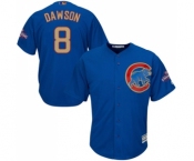 Youth Majestic Chicago Cubs #8 Andre Dawson Authentic Royal Blue 2017 Gold Champion Cool Base MLB Jersey