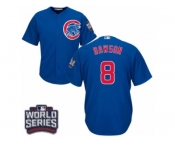 Youth Majestic Chicago Cubs #8 Andre Dawson Authentic Royal Blue Alternate 2016 World Series Bound Cool Base MLB Jersey