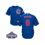 Youth Majestic Chicago Cubs #8 Andre Dawson Authentic Royal Blue Alternate 2016 World Series Champions Cool Base MLB Jersey