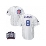 Youth Majestic Chicago Cubs #8 Andre Dawson Authentic White Home 2016 World Series Bound Cool Base MLB Jersey