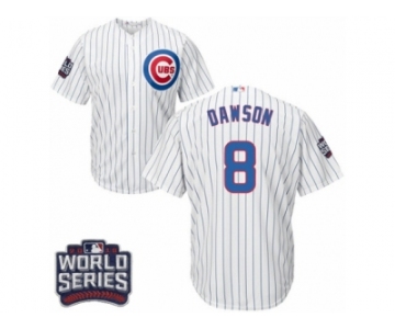 Youth Majestic Chicago Cubs #8 Andre Dawson Authentic White Home 2016 World Series Bound Cool Base MLB Jersey