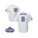 Youth Majestic Chicago Cubs #8 Andre Dawson Authentic White Home 2016 World Series Champions Cool Base MLB Jersey