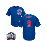 Youth Majestic Chicago Cubs #9 Javier Baez Authentic Royal Blue Alternate 2016 World Series Bound Cool Base MLB Jersey