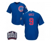 Youth Majestic Chicago Cubs #9 Javier Baez Authentic Royal Blue Alternate 2016 World Series Bound Cool Base MLB Jersey