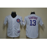 youth mlb jerseys chicago cubs #13 castro white (blue strip)