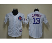 youth mlb jerseys chicago cubs #13 castro white (blue strip)