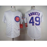 youth mlb jerseys chicago cubs #49 arrieta white(blue strip)