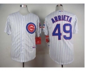 youth mlb jerseys chicago cubs #49 arrieta white(blue strip)