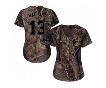 Women Baltimore Orioles #13 Manny Machado Camo Realtree Collection Cool Base Stitched MLB Jersey