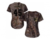 Women Baltimore Orioles #45 Mark Trumbo Camo Realtree Collection Cool Base Stitched MLB Jersey