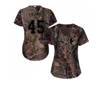 Women Baltimore Orioles #45 Mark Trumbo Camo Realtree Collection Cool Base Stitched MLB Jersey