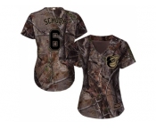 Women Baltimore Orioles #6 Jonathan Schoop Camo Realtree Collection Cool Base Stitched MLB Jersey