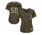 Women Majestic Baltimore Orioles #58 Jeremy Hellickson Authentic Green Salute to Service MLB Jersey