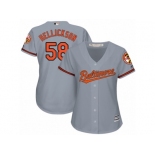 Women Majestic Baltimore Orioles #58 Jeremy Hellickson Authentic Grey Road Cool Base MLB Jersey