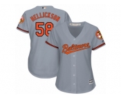 Women Majestic Baltimore Orioles #58 Jeremy Hellickson Authentic Grey Road Cool Base MLB Jersey