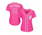 Women Majestic Baltimore Orioles #58 Jeremy Hellickson Authentic Pink Fashion Cool Base MLB Jersey