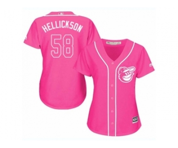 Women Majestic Baltimore Orioles #58 Jeremy Hellickson Authentic Pink Fashion Cool Base MLB Jersey