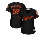 Women Majestic Baltimore Orioles #58 Jeremy Hellickson Replica Black Alternate Cool Base MLB Jersey