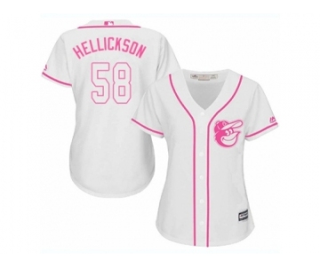 Women Majestic Baltimore Orioles #58 Jeremy Hellickson Replica White Fashion Cool Base MLB Jersey