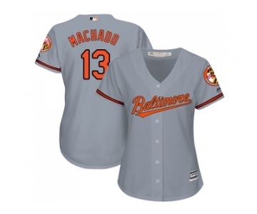 Women's Baltimore Orioles #13 Manny Machado Grey Road Stitched MLB Jersey