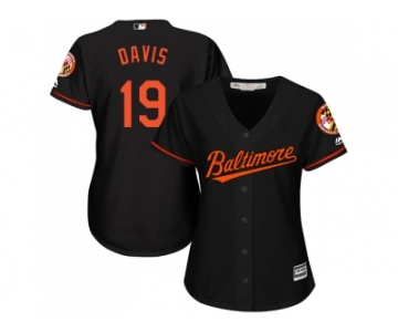 Women's Baltimore Orioles #19 Chris Davis Black Alternate Stitched MLB Jersey