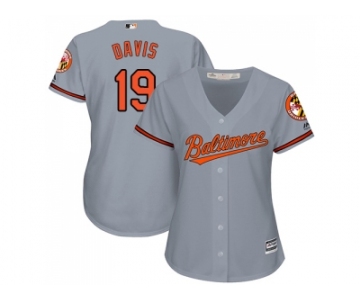 Women's Baltimore Orioles #19 Chris Davis Grey Road Stitched MLB Jersey