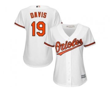 Women's Baltimore Orioles #19 Chris Davis Majestic White Home Cool Base Jersey