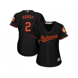 Women's Baltimore Orioles #2 J.J. Hardy Black Alternate Stitched MLB Jersey