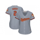 Women's Baltimore Orioles #2 J.J. Hardy Grey Road Stitched MLB Jersey