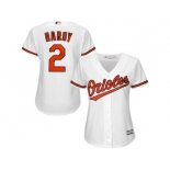 Women's Baltimore Orioles #2 JJ Hardy Majestic White Home Cool Base Jersey