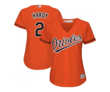 Women's Baltimore Orioles #2 J.J. Hardy Orange Alternate Stitched MLB Jersey