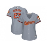 Women's Baltimore Orioles #23 Joey Rickard Grey Road Stitched MLB Jersey