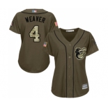 Women's Baltimore Orioles #4 Earl Weaver Authentic Green Salute to Service Baseball Jersey