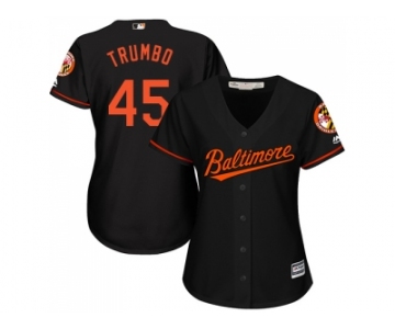 Women's Baltimore Orioles #45 Mark Trumbo Black Alternate Stitched MLB Jersey