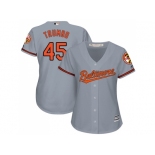 Women's Baltimore Orioles #45 Mark Trumbo Grey Road Stitched MLB Jersey