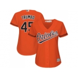 Women's Baltimore Orioles #45 Mark Trumbo Orange Alternate Stitched MLB Jersey