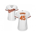 Women's Baltimore Orioles #45 Mark Trumbo White Home Stitched MLB Jersey