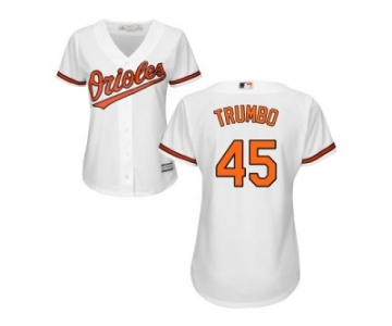 Women's Baltimore Orioles #45 Mark Trumbo White Home Stitched MLB Jersey