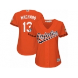 Women's Majestic Baltimore Orioles #13 Manny Machado Authentic Orange 2017 Spring Training Cool Base MLB Jersey