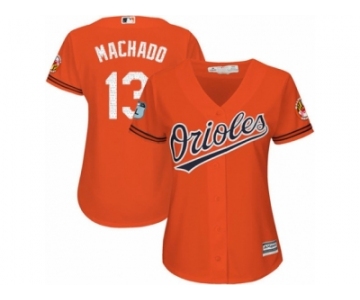 Women's Majestic Baltimore Orioles #13 Manny Machado Authentic Orange 2017 Spring Training Cool Base MLB Jersey