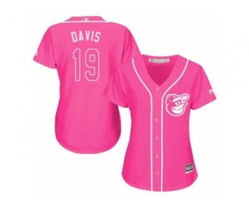 Women's Majestic Baltimore Orioles #19 Chris Davis Authentic Pink Fashion Cool Base MLB Jersey