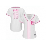 Women's Majestic Baltimore Orioles #19 Chris Davis Replica White Fashion Cool Base MLB Jersey